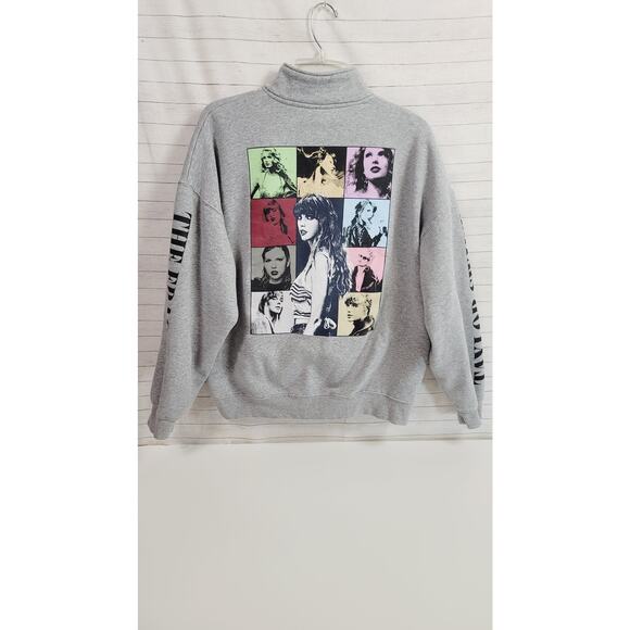 TAYLOR SWIFT THE ERAS TOUR GRAY QUARTER ZIP SWEATSHIRT, SZ LARGE - Picture 1 of 11